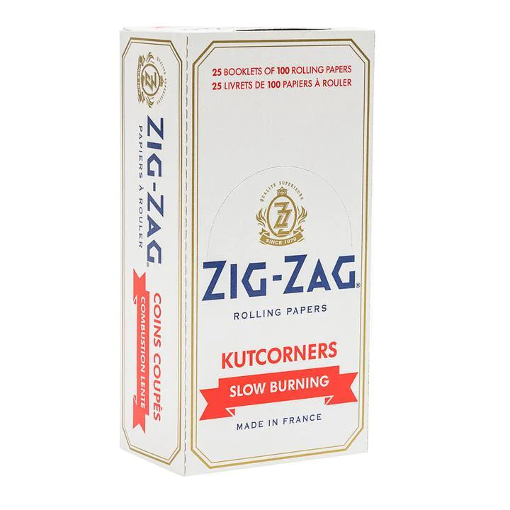 Zig-Zag Rolling Paper White - KutCorners (Box of 25) - Quecan