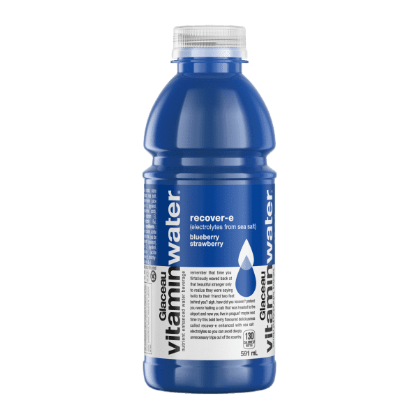 Vitamin Water Energy Drink - Recover-E (Blueberry Strawberry) (12 x 591ml) - Quecan