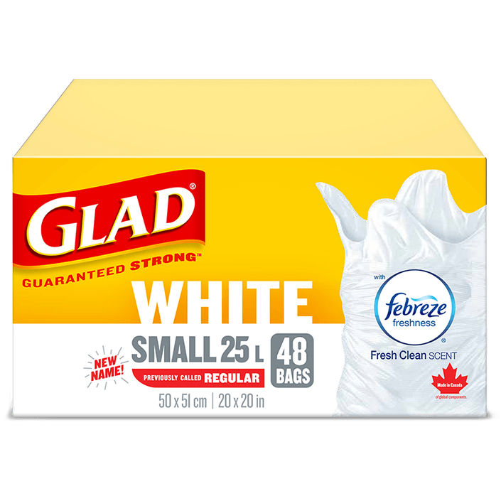 Glad White Small 25L Bags (48-CT) - Quecan