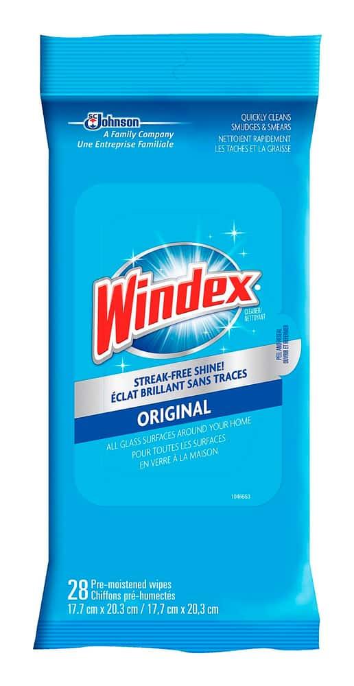 Windex Original Cleaner Pre-Moistened Wipes (Pack of 28) - Quecan